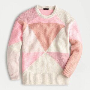 J.Crew Slouchy Colorblock Alpaca Wool Pullover Tunic Sweater Size S Pink